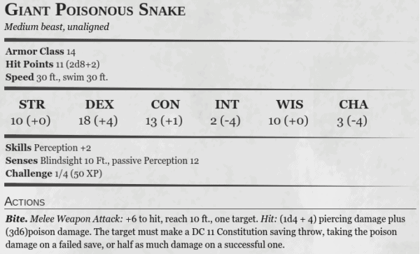 giant constrictor snake 5e printable